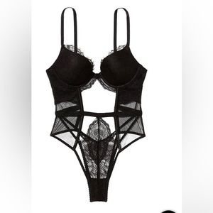 VICTORIA’S SECRET pink Cutout Push Up Lace Teddy Size L new nwt